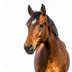 Horse over white background, no shadow