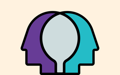 Borderline personalities, two faces abstract illustration