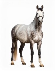 Horse over white background, no shadow