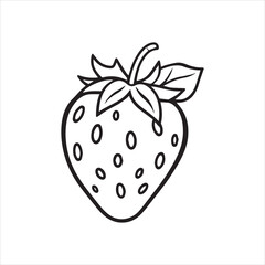 Strawberry Outline Icon Vector Illustration,Black and White Strawberry Line Drawing,Simple Strawberry Fruit Outline Design,Hand Drawn Strawberry Contour Vector,Minimal Strawberry Sketch Isolated