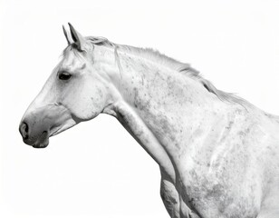 White horse over white background, no shadow
