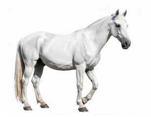 White horse over white background, no shadow