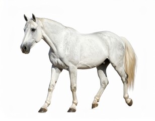 White horse over white background, no shadow