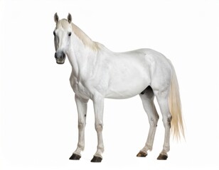 Fototapeta premium White horse over white background, no shadow