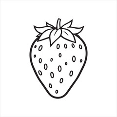 Strawberry Outline Icon Vector Illustration,Black and White Strawberry Line Drawing,Simple Strawberry Fruit Outline Design,Hand Drawn Strawberry Contour Vector,Minimal Strawberry Sketch Isolated