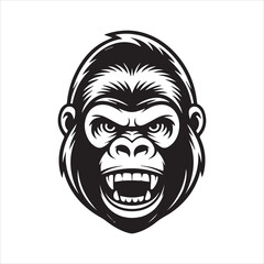 Angry Gorilla Head Vector Illustration,Cool Gorilla Face Logo Design,Fierce Gorilla Mascot Vector Art,Aggressive Gorilla Head Drawing,Wild Gorilla Face Graphic Design,Cartoon Style Gorilla Head Vector