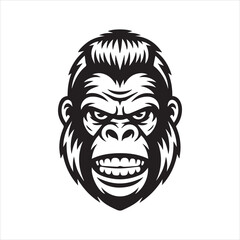 Fototapeta premium Angry Gorilla Head Vector Illustration,Cool Gorilla Face Logo Design,Fierce Gorilla Mascot Vector Art,Aggressive Gorilla Head Drawing,Wild Gorilla Face Graphic Design,Cartoon Style Gorilla Head Vector