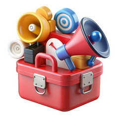 Marketing toolkit 3d render isolated on transparent background