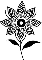 black and white tribal flower