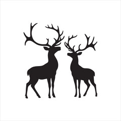 Deer Silhouette Vector Illustration,Wild Deer Antler Silhouette Design,Standing Deer Silhouette Graphic,Forest Deer Silhouette Artwork,Deer Vector Outline for T Shirt Design,Elegant Deer Silhouette
