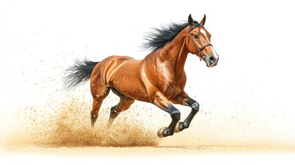 Obraz premium Majestic Chestnut Horse in Motion: A Stunning Display of Power and Grace