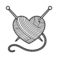 Heart shaped yarn ball with knitting needles