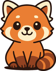 Adorable Cartoon Red Panda Sitting Cute Animal Character Illustration

