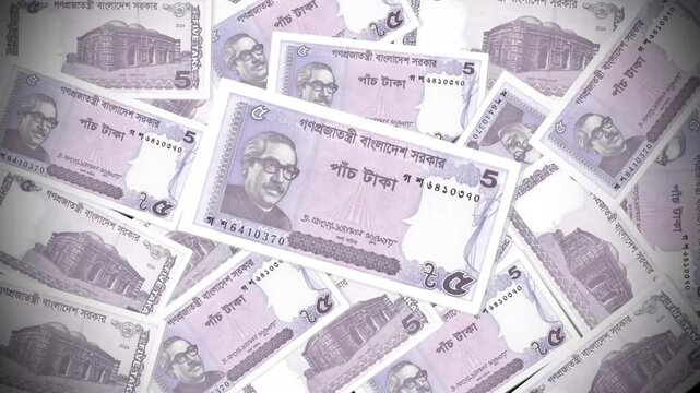 Bangladeshi Taka Five Banknote Animation Old