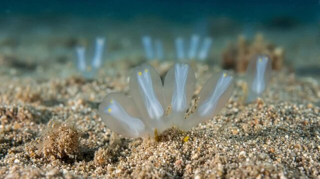 Macro Video of Ascidiacea on the White Sea Seabed