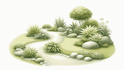 Verdant Bloom garden isolated watercolor vector illustration svg