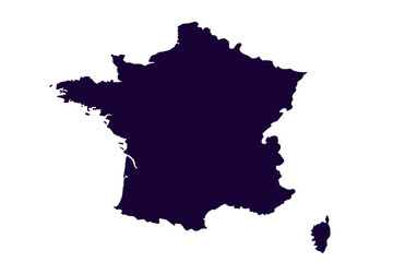 Map of France, sign silhouette. World Map Globe. Vector Illustration isolated on white background. Europe continent.