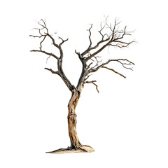 Barren Tree Watercolor Painting of a Leafless Branch