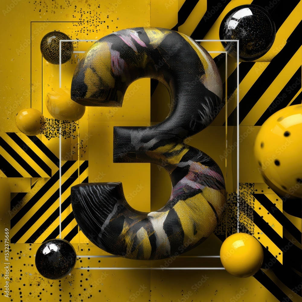Poster stylish numerical design: an artistic composition centered around the number 