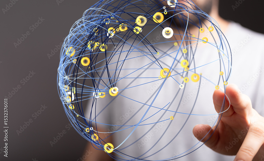 Poster Abstract image of a global network, illustrating interconnectedness and digital communication.