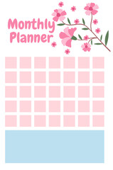 Printable Monthly Planner Template with Floral Design