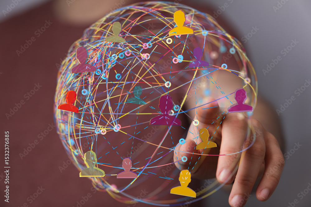 Poster Abstract image of a global network, illustrating connections and communication.