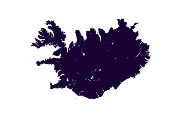 Map of Iceland, sign silhouette. World Map Globe. Vector Illustration isolated on transparent background. Europe continent.