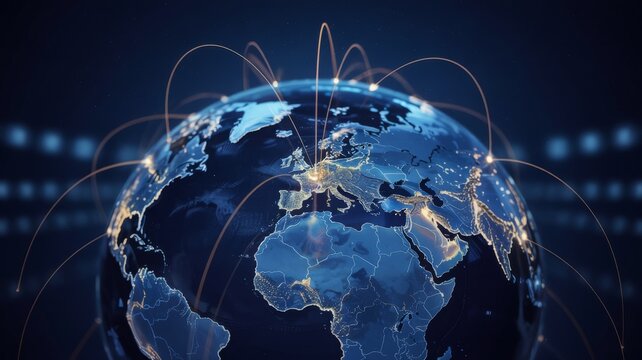 Global network connections illuminated earth - Powered by Adobe
