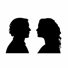 woman and man facing each other  relationship conversation Stock illustration