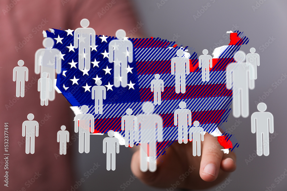 Aufkleber Visual representation of US population density and demographics. Ideal for articles on census data, population trends, and social studies.