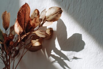 Dried foliage and shadow play: A close-up image captures the delicate beauty of dried foliage against a neutral backdrop. The sunlight casts dramatic shadows, adding depth and texture to the scene.