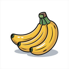 Cartoon Banana Bunch Vector Illustration,Ripe Yellow Bananas in Fun Cartoon Style,Hand Drawn Banana Bunch with Bold Outline,Fresh Bananas Vector in Colorful Style,Cute Banana Fruit Bunch Isolated