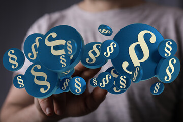 3D rendering of paragraph symbols, ideal for legal, law, and justice concepts.