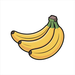 Cartoon Banana Bunch Vector Illustration,Ripe Yellow Bananas in Fun Cartoon Style,Hand Drawn Banana Bunch with Bold Outline,Fresh Bananas Vector in Colorful Style,Cute Banana Fruit Bunch Isolated