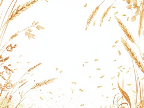 A rice and oat design on a white background.  Plenty of room to add your own text.
