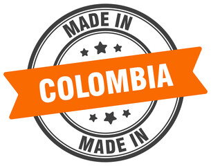 Made in Colombia round sign. Made in Colombia stamp.