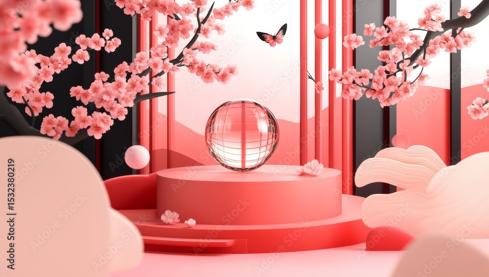 Fototapete a stunning visual presentation is achieved through 3d rendering in a virtual setting where a white p