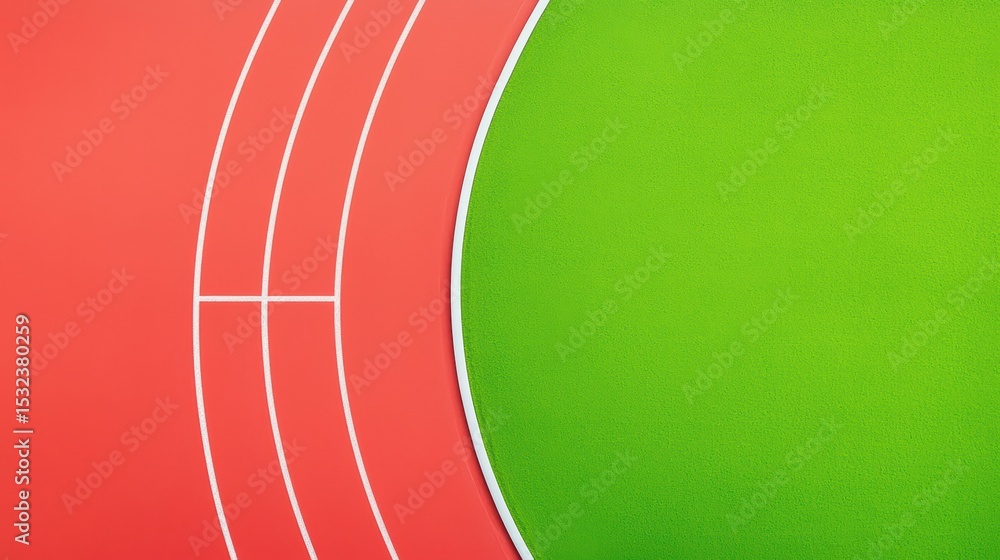 Poster colorful sports background with running track lines and green field texture for athletic themes and 