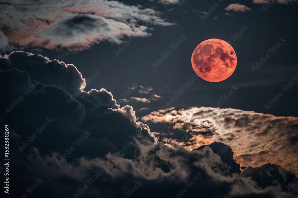 Wall mural full moon over the clouds