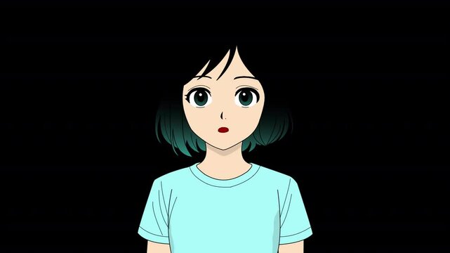 Talking Character Girl Short Hairstyle Animation Explainer Presenter Loop Transparent Background