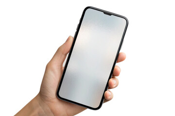 hand holding a mobile phone for mockup and isolated background