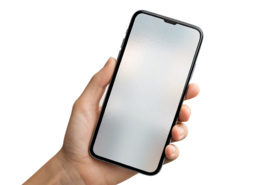 hand holding a mobile phone for mockup and isolated background