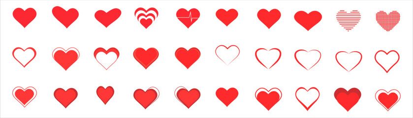 Heart vector icons. Set of heartbeat icon on isolated background.