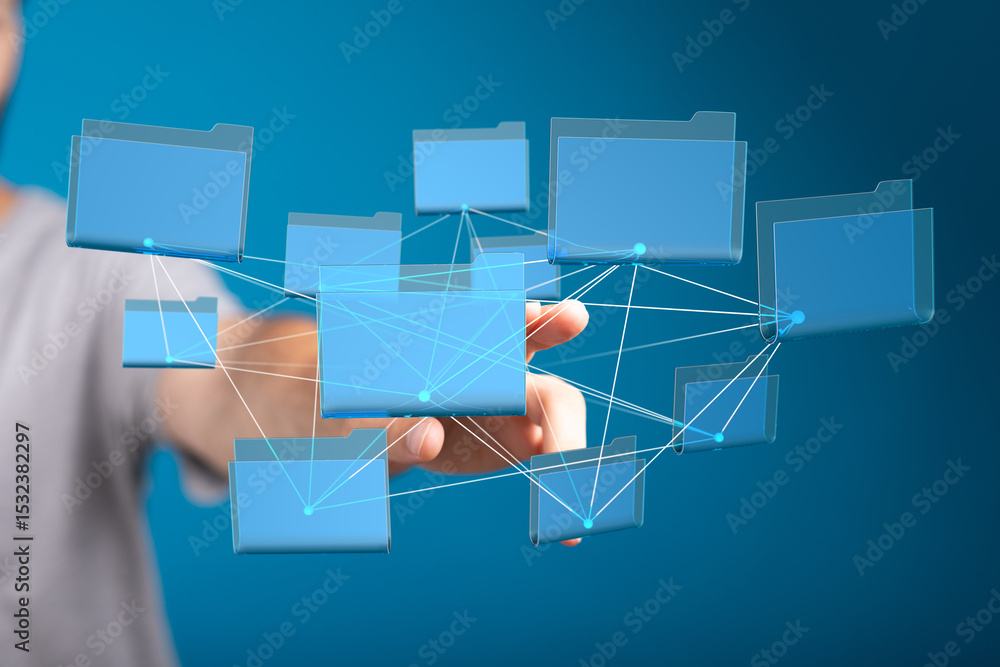 Aufkleber abstract image depicting data network, cloud storage, file sharing, or digital connectivity.