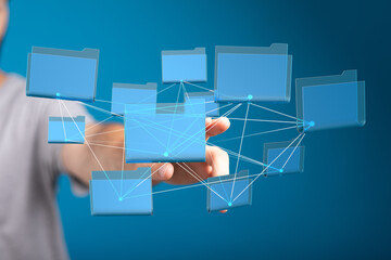 Abstract image depicting data network, cloud storage, file sharing, or digital connectivity.