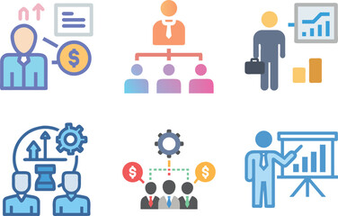 Six icon A visual representation of business concepts and organizational structures