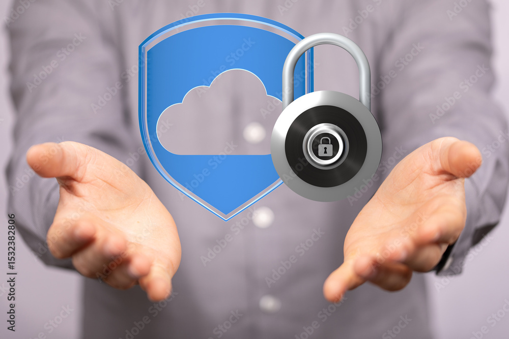 Poster safeguarding your cloud data with robust security measures. ensure privacy and peace of mind.
