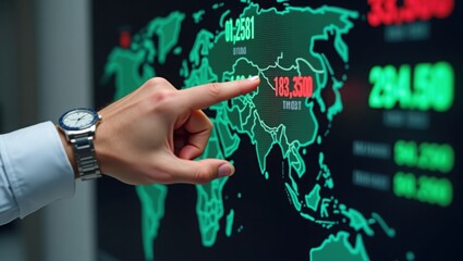 Global Economic Trends Analyzing Market Data on Interactive World Map