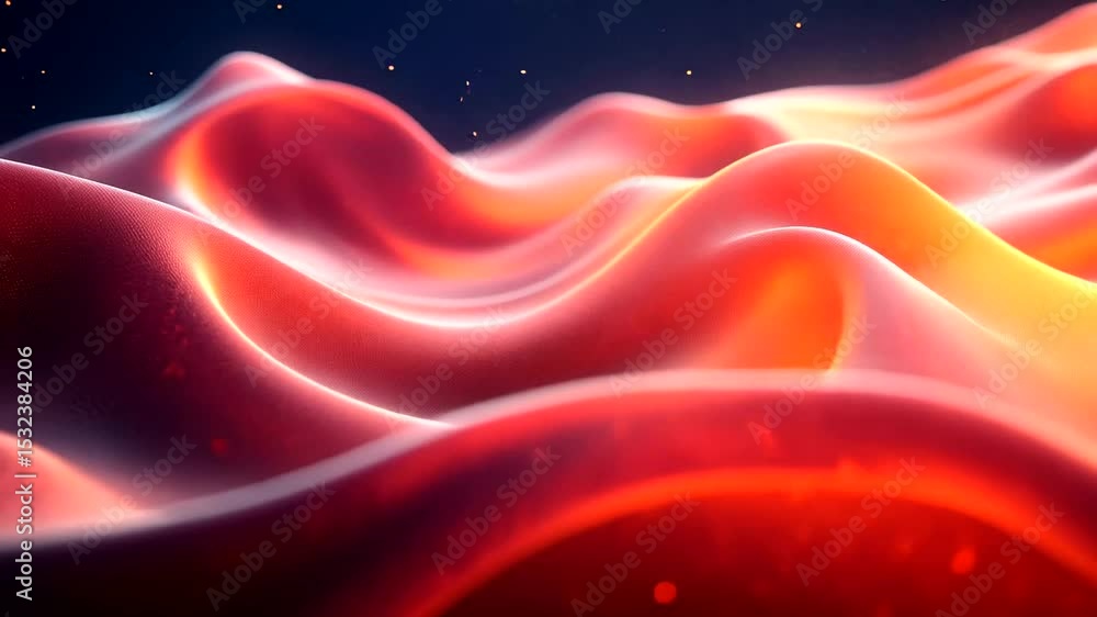 Poster Abstract Red Lava Waves Background with Particles: Animated Loop for Visual Effects