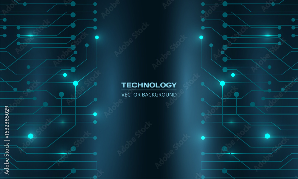 Poster Abstract dark blue technology background with circuit line. Futuristic network technical digital concept banner design. Vector illustration